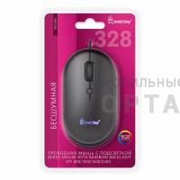 Мышь проводная Smartbuy 328 бесшумная с подсветкой, черный (1/40)