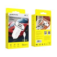 АЗУ Borofone BZ12, Lasting, 2400mA, кабель Usb to Micro, белый
