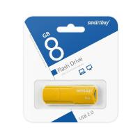Флешка USB 8 Гб SmartBuy Clue, USB2.0, пластик, жёлтый