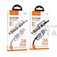 Кабель Type-C/USB - Type-C/прикуриватель HOCO U138, 1.2м, 3A, 60W,  черный