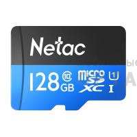 Карта памяти 128 Гб MicroSD Netac  P500  Standard  U1/Class 10  (90 Mb/s) + SD адаптер